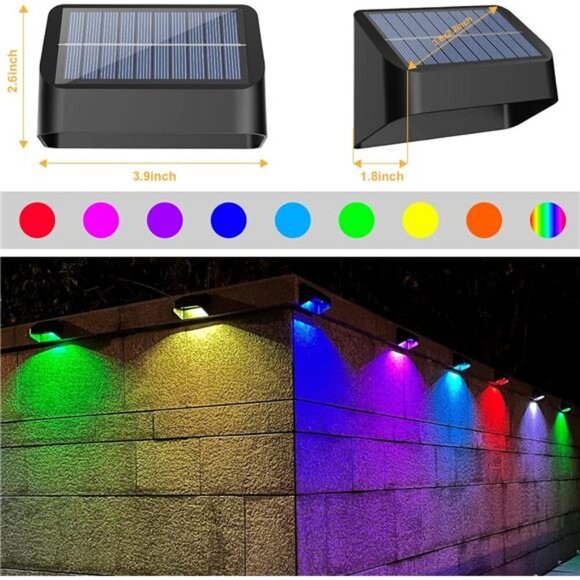 Brighter Solar Fence Lights 12 Pack, RGB 8 Colors, Dusk to Dawn Deck Light - Picture 5 of 7